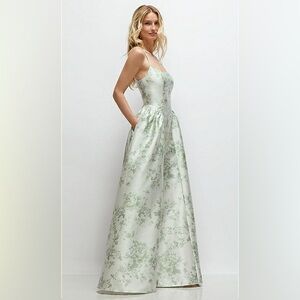 Dessy Collection Pale Green Floral Maxi Dress